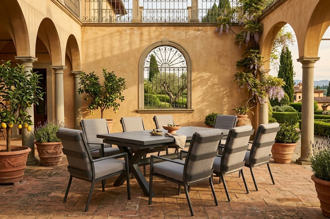 Tuscany 8 Seater Dining Set Charcoal